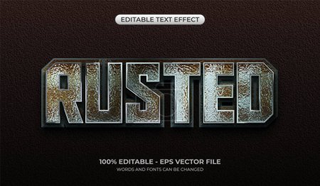3D Rusted text effect. Editable rustic metal text effect. Realistic grunge and rough typography