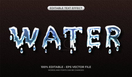 3D Tropfwasser Texteffekt. Editierbare Wassertextur Texteffekt. Realistisches flüssiges Typografie-Design