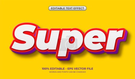 Super fetter Text-Effekt. Editierbarer weißer und roter Text-Effekt. 3D Promotion Typografie Stil