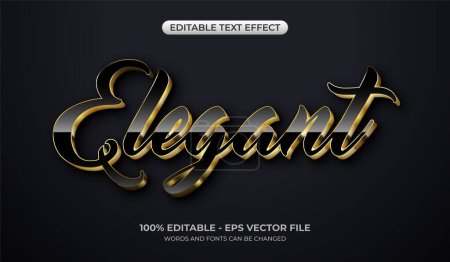 Eleganter Texteffekt. Editierbarer hochglanzschwarzer und goldener Texteffekt. Realistische und elegante 3D-Typografie-Logo-Vorlage