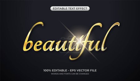 Schöner metallischer Texteffekt. Editierbarer goldglänzender Texteffekt. Realistische und elegante 3D-Typografie-Logo-Vorlage