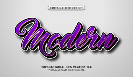 Moderne Texteffekte. Editierbarer lila 3D-Texteffekt. Graffiti-Typografie