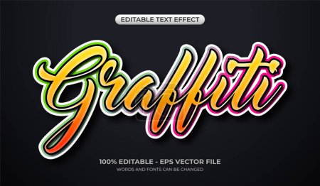 Graffiti-Texteffekt. Editierbarer farbenfroher 3D-Farbverlauf-Texteffekt. Vielfarbiges Typografie-Design