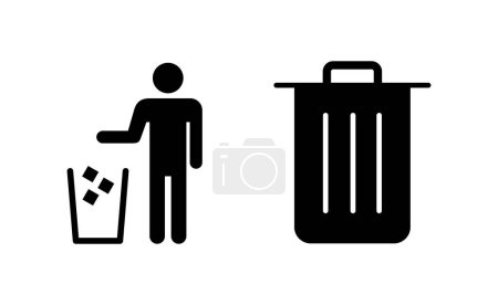 Téléchargez les illustrations : Vecteur d'icônes poubelle pour application web et mobile. icône poubelle. supprimer signe et symbole. - en licence libre de droit