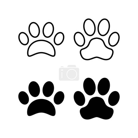 Téléchargez les illustrations : Vecteur d'icônes pattes pour application web et mobile. signe et symbole d'impression de patte. patte de chien ou de chat - en licence libre de droit