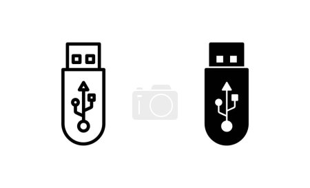 Téléchargez les illustrations : Icônes USB réglées. Signe et symbole de disque flash. signe de lecteur flash. - en licence libre de droit