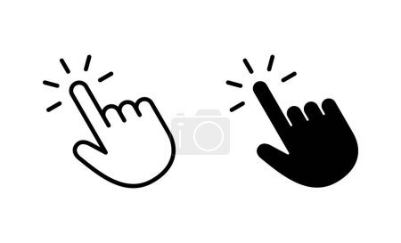 Téléchargez les illustrations : Ensemble d'icônes de clic main. signe et symbole du pointeur. main curseur icône - en licence libre de droit