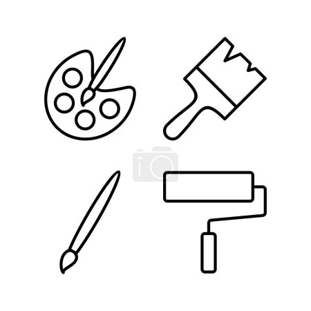 Téléchargez les illustrations : Vecteur d'icônes de peinture pour application web et mobile. signe et symbole de pinceau de peinture. peinture rouleau icône vecteur - en licence libre de droit