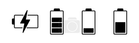 Téléchargez les illustrations : Battery icon vector for web and mobile app. battery charging sign and symbol. battery charge level - en licence libre de droit