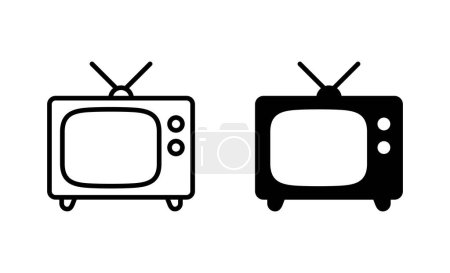 Téléchargez les illustrations : Icônes TV réglées. signe et symbole de télévision - en licence libre de droit