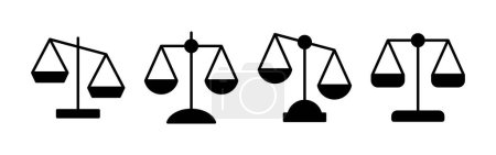 Téléchargez les illustrations : Vecteur d'icônes de balances pour application web et mobile. Icône échelle de droit. Signe et symbole de justice - en licence libre de droit