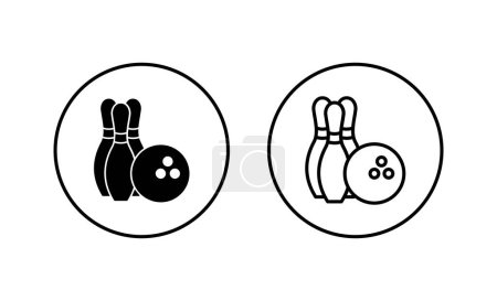 Téléchargez les illustrations : Jeu d'icônes de bowling. boule de bowling et signe et symbole de broche. - en licence libre de droit