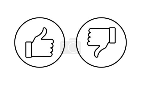Like and dislike icons set. Thumbs up and thumbs down sign and symbol.