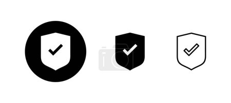 Illustration for Shield check mark icons set. Protection approve sign. Insurance icon - Royalty Free Image