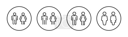 Téléchargez les illustrations : Ensemble d'icônes homme et femme. signe et symbole masculin et féminin. Filles et garçons - en licence libre de droit