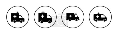 Téléchargez les illustrations : Icônes d'ambulance réglées. ambulance camion signe et symbole. ambulance voiture - en licence libre de droit