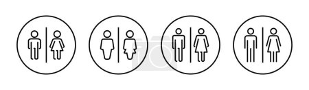 Téléchargez les illustrations : Ensemble d'icônes de toilettes. Signe et symbole des toilettes pour filles et garçons. enseigne de salle de bains. wc, toilette - en licence libre de droit