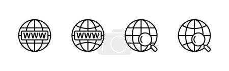 Téléchargez les illustrations : Icônes Web réglées. aller au signe et au symbole web. web cliquez sur icône. icône de recherche globale - en licence libre de droit