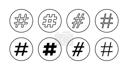Ilustración de Conjunto de iconos de hashtag. hashtag signo y símbolo - Imagen libre de derechos