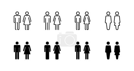 Ilustración de Conjunto de iconos de hombre y mujer. signo y símbolo masculino y femenino. Niñas y niños - Imagen libre de derechos