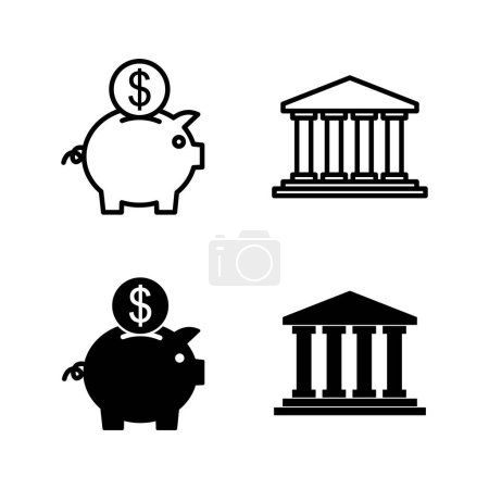 Illustration for Bank icons vector. Bank sign and symbol, museum, university - Royalty Free Image