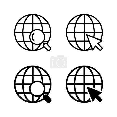Téléchargez les illustrations : Vecteur d'icônes Web. aller au signe et au symbole web. web cliquez sur icône. icône de recherche globale - en licence libre de droit