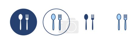 Téléchargez les illustrations : Cuillère et fourchette icône vecteur. cuillère, fourchette et couteau icône vecteur. signe et symbole du restaurant - en licence libre de droit