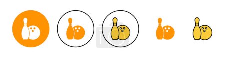 Illustration for Bowling icon set for web and mobile app. bowling ball and pin sign and symbol. - Royalty Free Image
