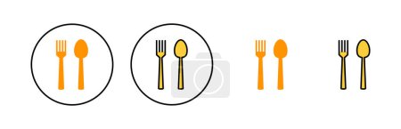 Illustration for Spoon and fork icon set for web and mobile app. spoon, fork and knife icon vector. restaurant sign and symbol - Royalty Free Image