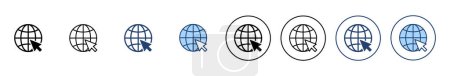 Téléchargez les illustrations : Vecteur d'icône Web. aller au signe et au symbole web. web cliquez sur icône. icône de recherche globale - en licence libre de droit