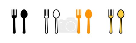 Illustration for Spoon and fork icon set vector. spoon, fork and knife icon vector. restaurant sign and symbol - Royalty Free Image