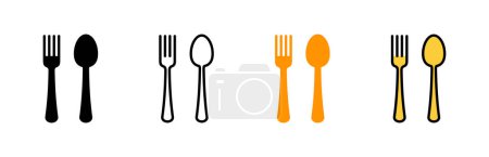 Illustration for Spoon and fork icon set vector. spoon, fork and knife icon vector. restaurant sign and symbol - Royalty Free Image