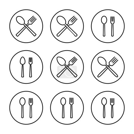 Illustration for Spoon and fork icon vector. spoon, fork and knife icon vector. restaurant sign and symbol - Royalty Free Image