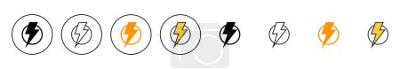 Icono del rayo set vector. signo eléctrico y símbolo. icono de poder. señal de energía