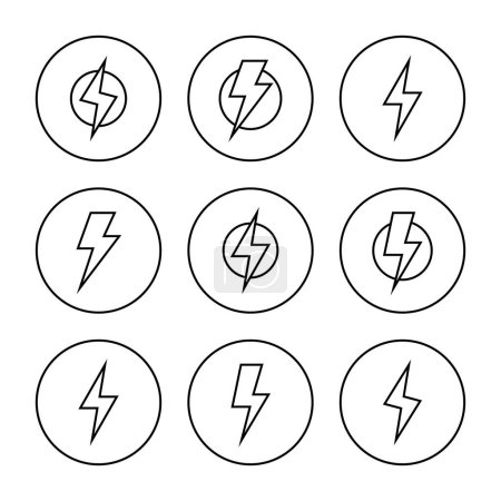 Lightning Icon Set Vektor. elektrisches Zeichen und Symbol. Macht-Symbol. Energiezeichen
