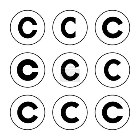 Téléchargez les illustrations : Ensemble d'icônes de copyright vecteur. signe et symbole de copyright - en licence libre de droit