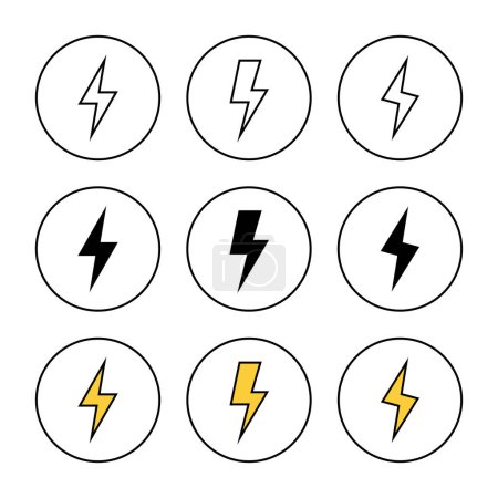Lightning Icon Set Vektor. elektrisches Zeichen und Symbol. Macht-Symbol. Energiezeichen