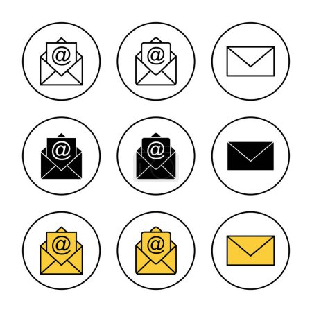 Mail icon set vector. email sign and symbol. E-mail icon. Envelope icon