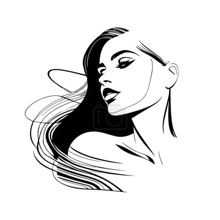 Illustration for Woman profile line icon. Face, cosmetology, beautician. Beauty care concept. Can be used for topics like beauty salon, dermatology, aesthetic procedure - Royalty Free Image