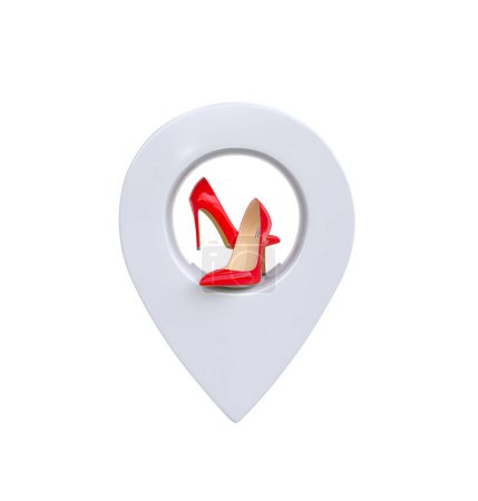Foto de Ubicación zapatería, símbolo de ubicación GPS. Ilustración 3D - Imagen libre de derechos