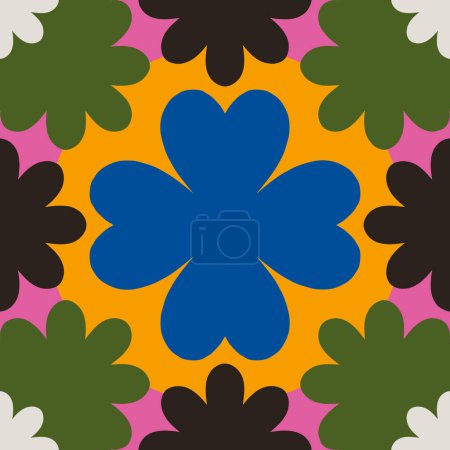 Illustration for Abstract floral tile pattern. Vector seamless texture with colorful floral composition. Beautiful floral background. - Royalty Free Image