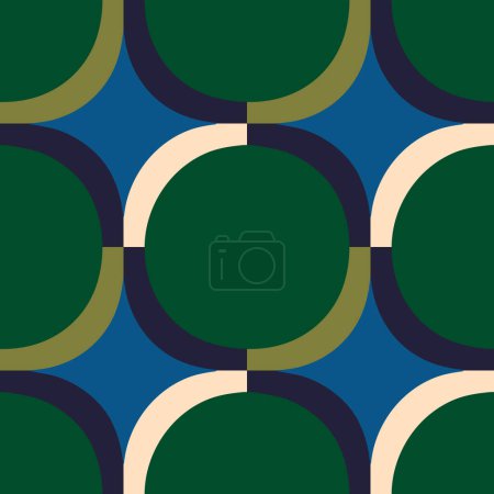 Illustration for Abstract geometrical pattern in a retro style. Mid century modern texture. Bold and groovy seamless background. - Royalty Free Image