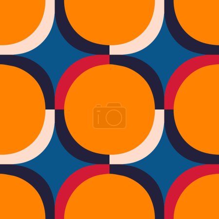 Téléchargez les illustrations : Abstract geometrical pattern in a retro style. Mid century modern texture. Bold and groovy seamless background. - en licence libre de droit