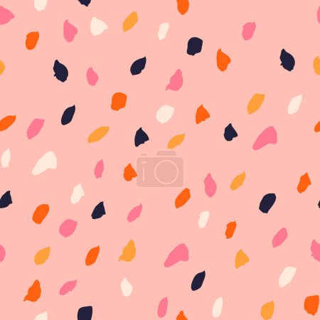 Téléchargez les illustrations : Abstract seamless pattern with hand drawn ink shapes. Grunge dotted texture. Vector background - en licence libre de droit
