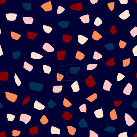 Ilustración de Abstract chaotic hand drawn spots texture. Simple vector pattern with ink brush strokes. Seamless background - Imagen libre de derechos