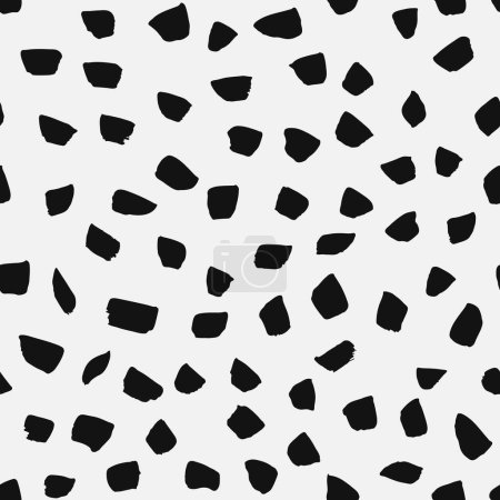 Illustration for Abstract chaotic hand drawn spots texture. Simple vector pattern with ink brush strokes. Seamless background - Royalty Free Image