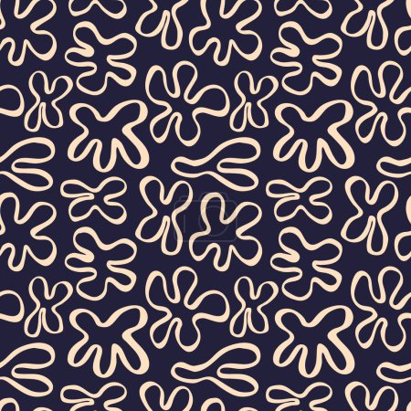 Ilustración de Minimalistic seamless texture with hand drawn plants. Abstract pattern with cut out flowers. Cute and simple background - Imagen libre de derechos