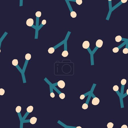 Téléchargez les illustrations : Minimalistic seamless texture with hand drawn plants. Abstract pattern with cut out flowers. Cute and simple background - en licence libre de droit
