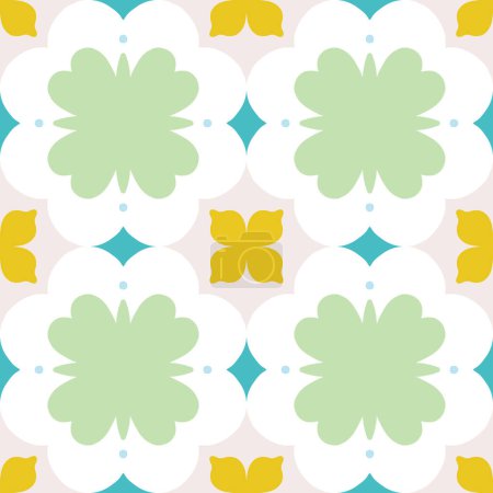 Ilustración de Seamless pattern with decorative floral tile. Floral vector background. Abstract flowers and geometric shapes texture. - Imagen libre de derechos
