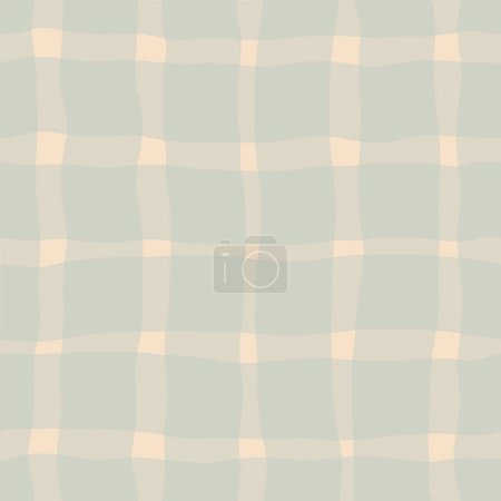 Illustration for Simple and beautiful monochrome lines seamless pattern. Vector classic checkered texture in retro style. Hand drawn thin and thick wavy lines background. - Royalty Free Image